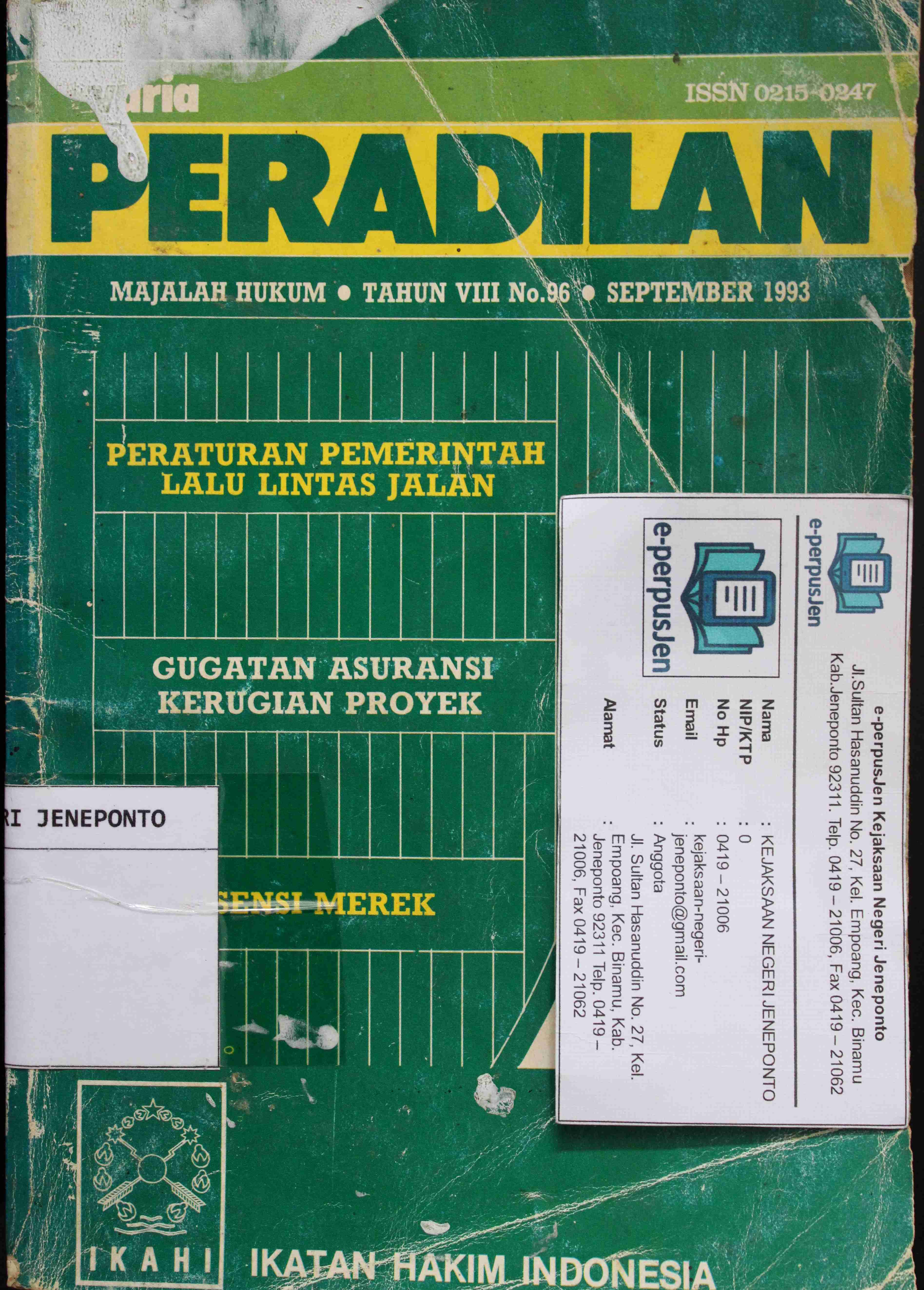 Varia Peradilan Majalah Hukum Tahun VIII No 96 September 1993